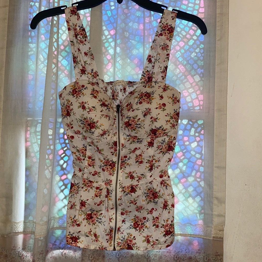 Floral print corset top